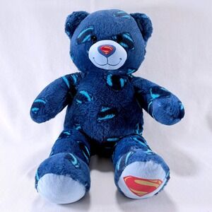 Build-A-Bear Superman Plush 18" Blue DC Comics Shield Logo All-Over Print 2015